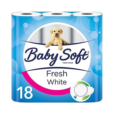 BABY SOFT T/PAPER 18S 2PLY WHITE (1X4)