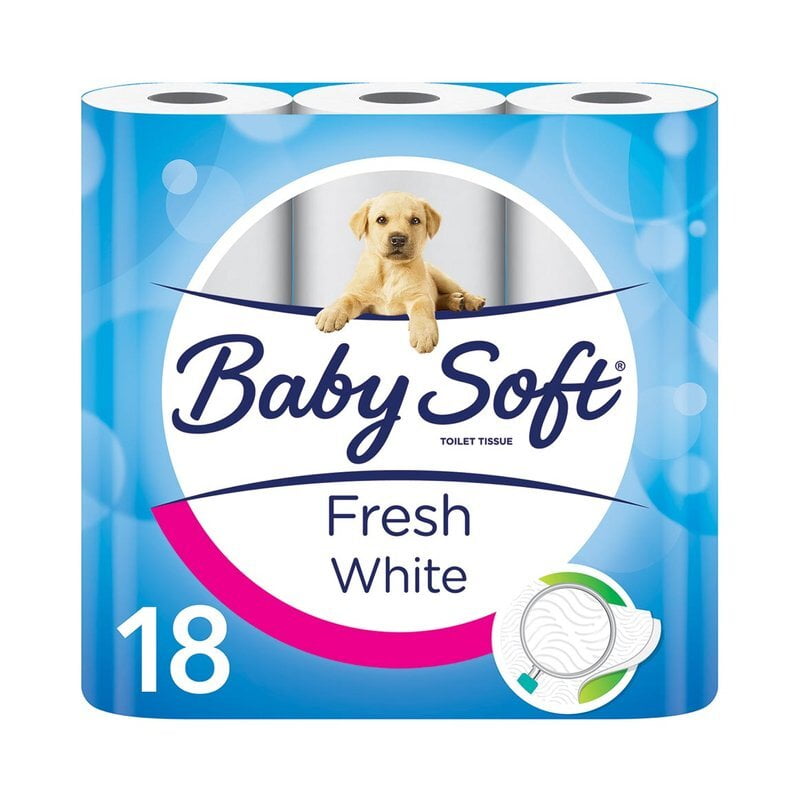 BABY SOFT T/PAPER 18S 2PLY WHITE (1X4)